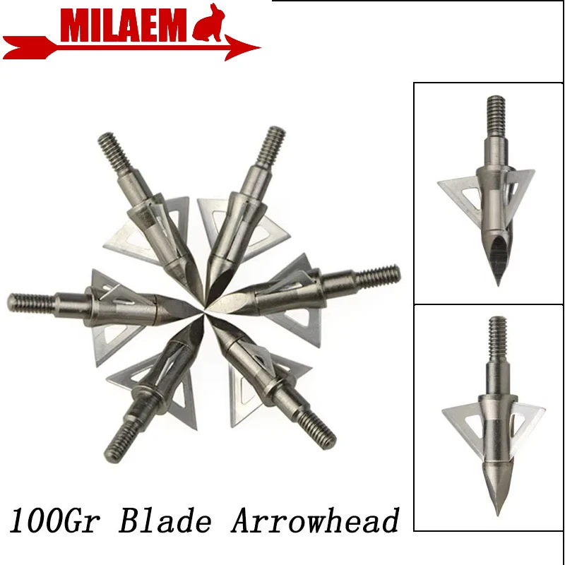 3/6/12pcs Archery Blade Arrowhead Target Arrow Point Tips 100Gr Broadheads Stainless Steel Hunting Shooting Arrow Accessories