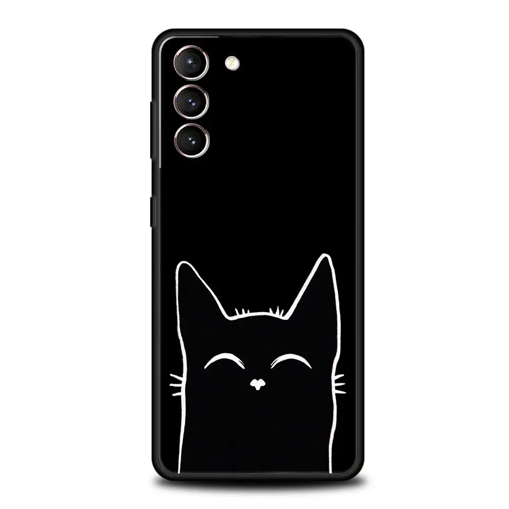 Fashion Cute Cat Aesthetics Phone Case For Samsung Galaxy S24 S23 S22 S20 FE S21 Ultra 5G S9 S8 S10 Plus S10E 20 Soft Cover