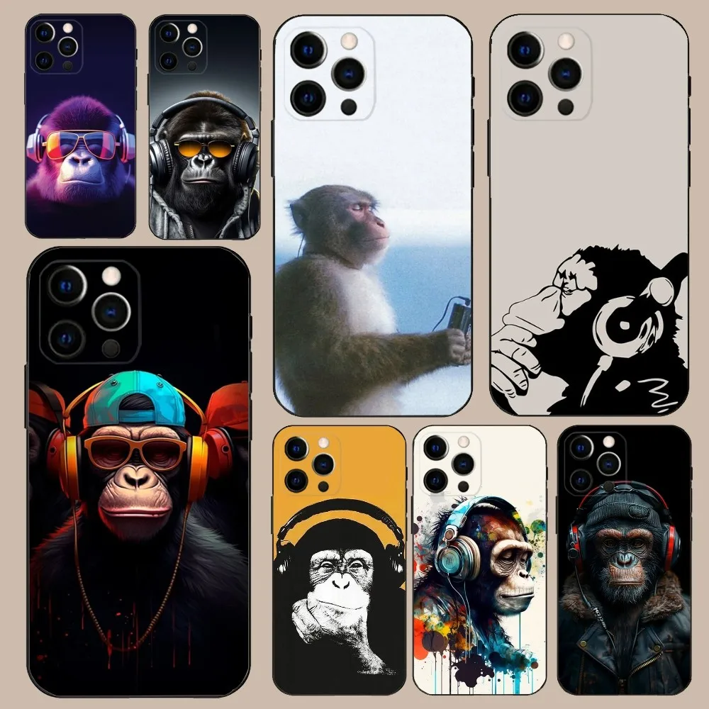 몽키 뮤직 휴대폰 케이스 블랙 소프트 커버 이미지