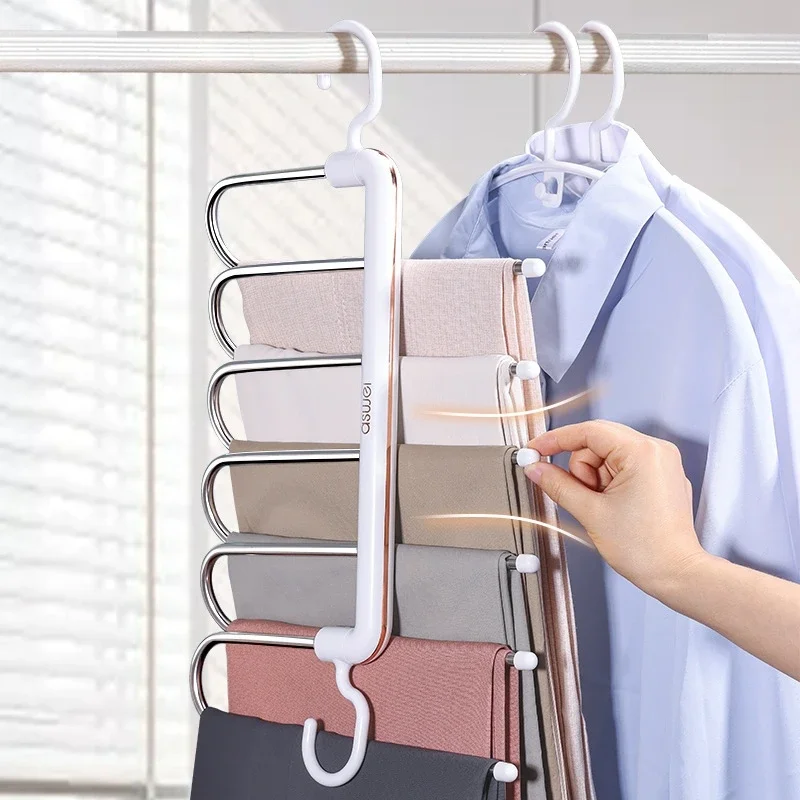 

Multifunctional Folding Pants Hanger Retractable Clothes Organizer Adjustable Pant Trouser Storage Rack Closet Home Space Saver