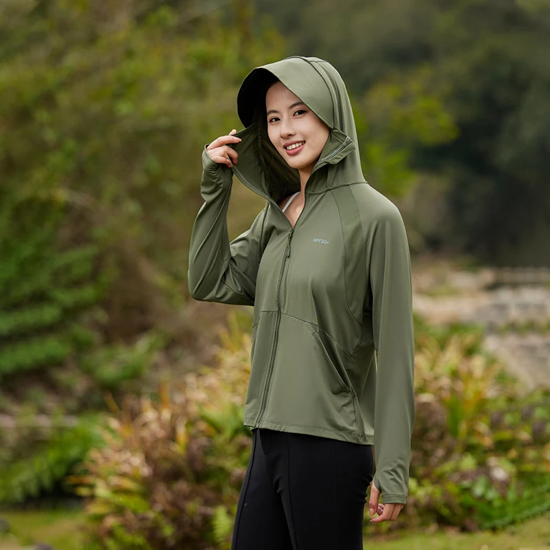 Summer Ice Silk Sunscreen Clothing Outdoor Sports and Fitness Detachable brim Zipper Coat Hiking Fishing Waterproof windbreaker