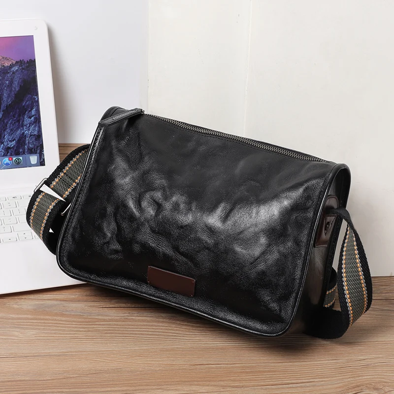 New Design Men Bag Luxury boys Crossbody Bag First Layer Cowhide Leather Shoulder Bags  Fashion Flap Messenger Bag Quality