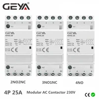 Contactor doméstico Modular automático de carril Din GEYA AC230V 4P 25A 4NO 2NO2NC 3NO1NC 50/60Hz