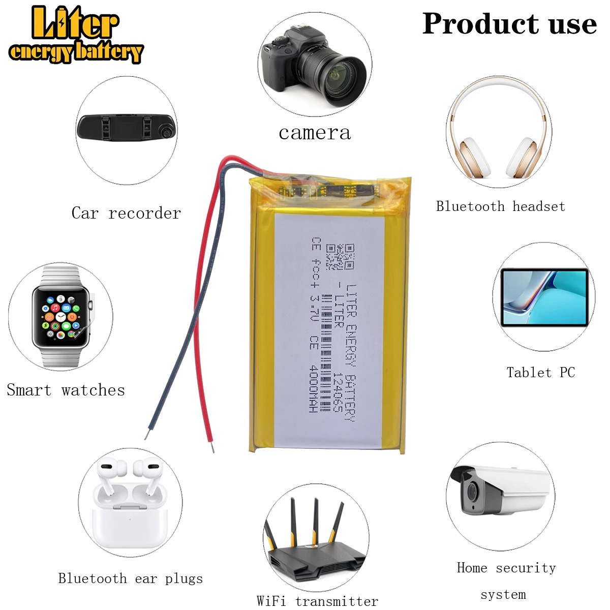بطارية ليثيوم أيون ، 3.7 لتر ، جودة جيدة ، 4000 فولت ، 124065 مللي أمبير ، بطارية ليثيوم أيون بوليمر ، لعبة ، بنك طاقة ، GPS ، mp3 ، mp4