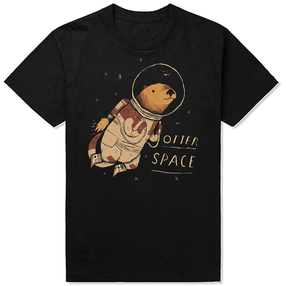 Funny Otter Space T Shirt Cute Tee Tops Round Neck Short-Sleeve Fashion Tshirt Clothing Casual Basic T-shirts