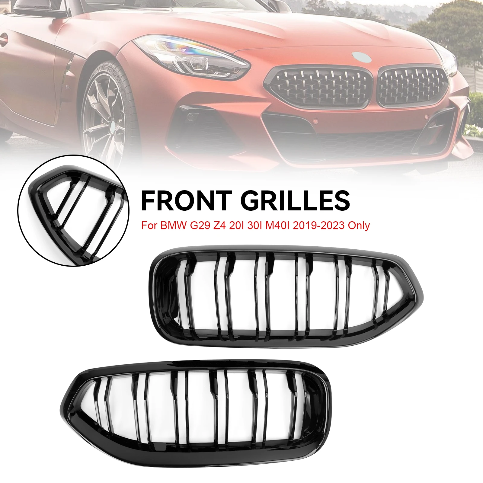 Areyourshop for BMW G29 Z4 20I 30I M40I 2019 2020 2021 2022 2023 Gloss Black Front Kidney Grill Grille 51138091295 51138091296