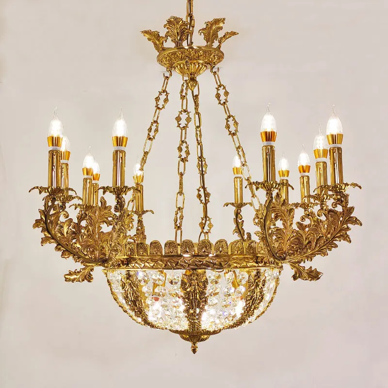 ثريا فرنسية مصنوعة بالكامل من النحاس، وغرفة معيشة وغرفة طعام على الطراز الأوروبي، ومبنى مزدوج فاخر