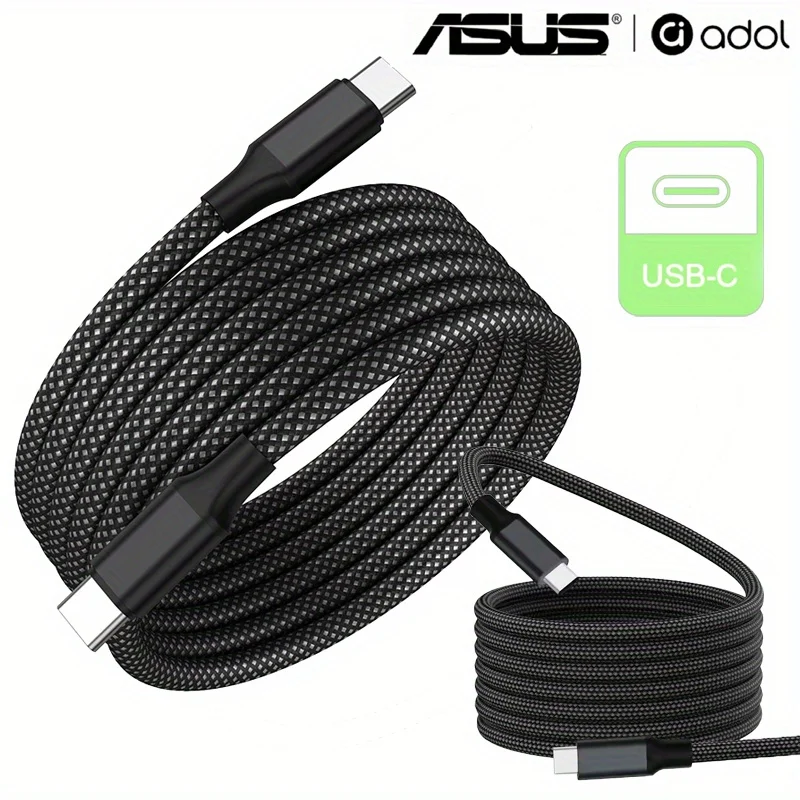 Cable USB C a USB Tipo C ASUS PD de 60W, Cable de Carga Rápida y Transferencia de Datos para iPhone 15, 16 Pro, Huawei, Samsung, Xiaomi, Cable de Datos USB C a USB C
