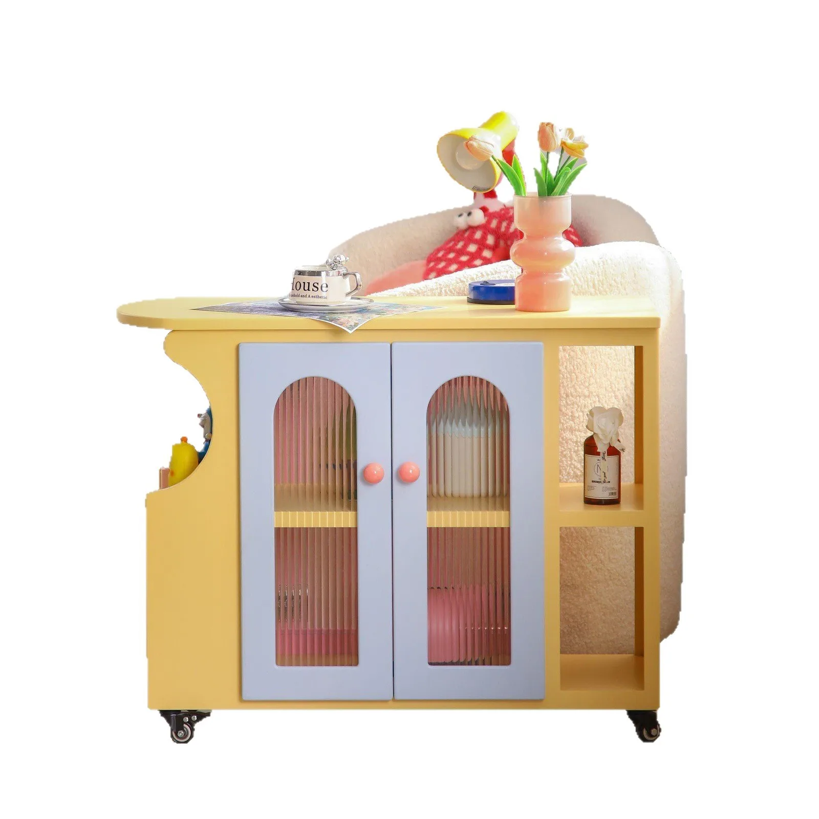 Living room sofa side cabinet mobile snack storage cabinet fully equipped