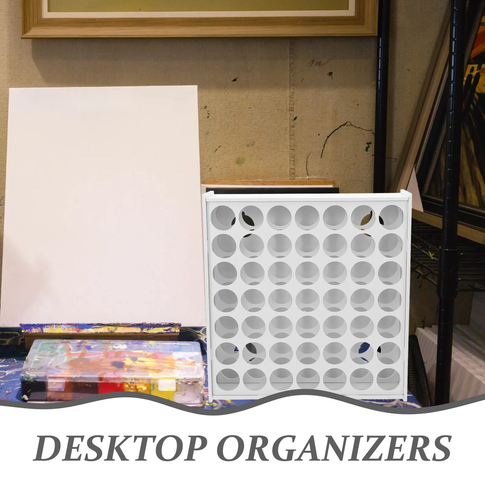 

Деревянная подставка-органайзер на 49 ячеек для хранения пигментов и чернил, для дома, школы, рабочего стола, для художественных принадлежностей