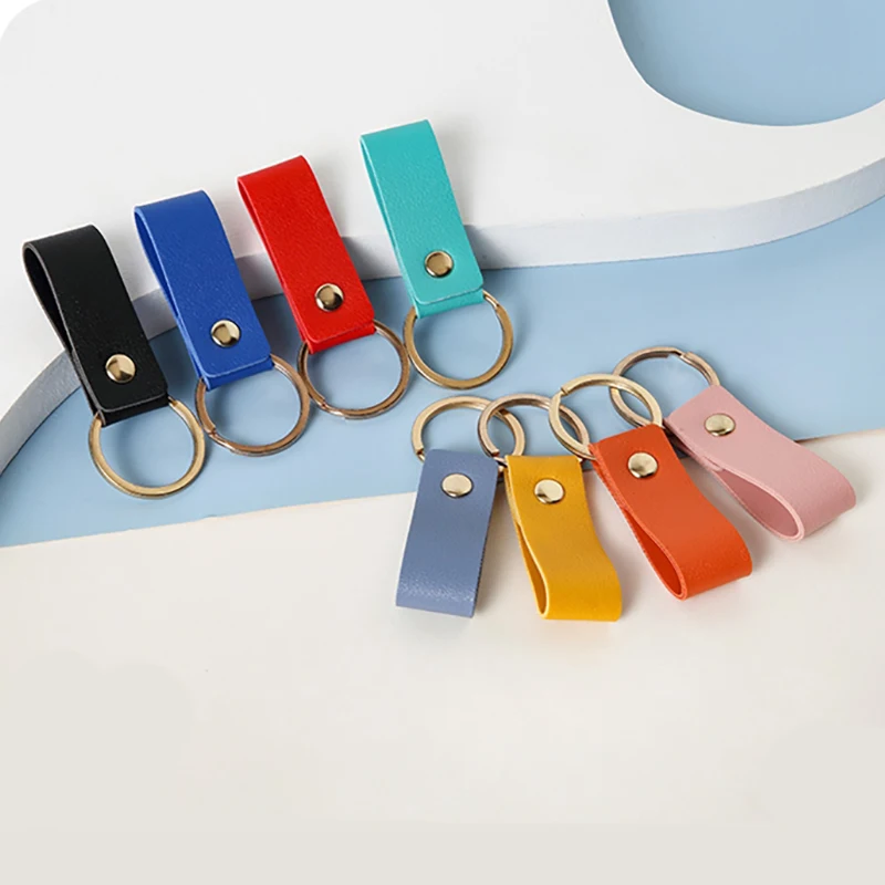 Custom Name PU Leather Key Ring para Homens e Mulheres, DIY Logo, Business Car Chaveiro, Acessórios de Alta Qualidade, Mini Presente Publicitário, Moda