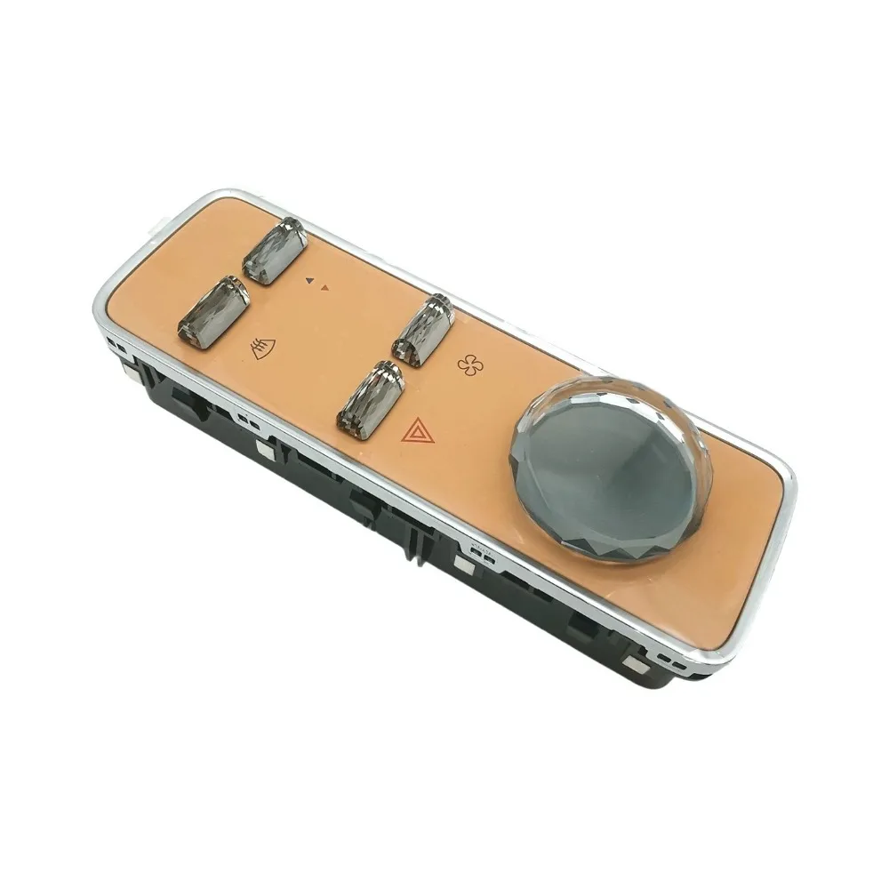 Auxiliary Instrument Panel Switch Assembly Armrest Box Control Panel Crystal Button Knob Brown for Chery Fulwin T11