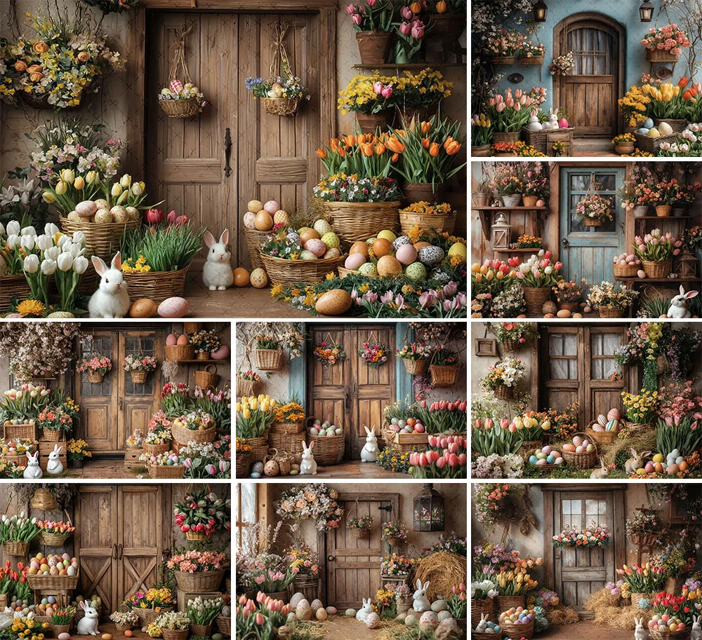 Фон для фотосъемки Mehofond, весенний пасхальный ретро-цветочный кролик, яйца, детский день рождения, портретный декор, фон для фотостудии