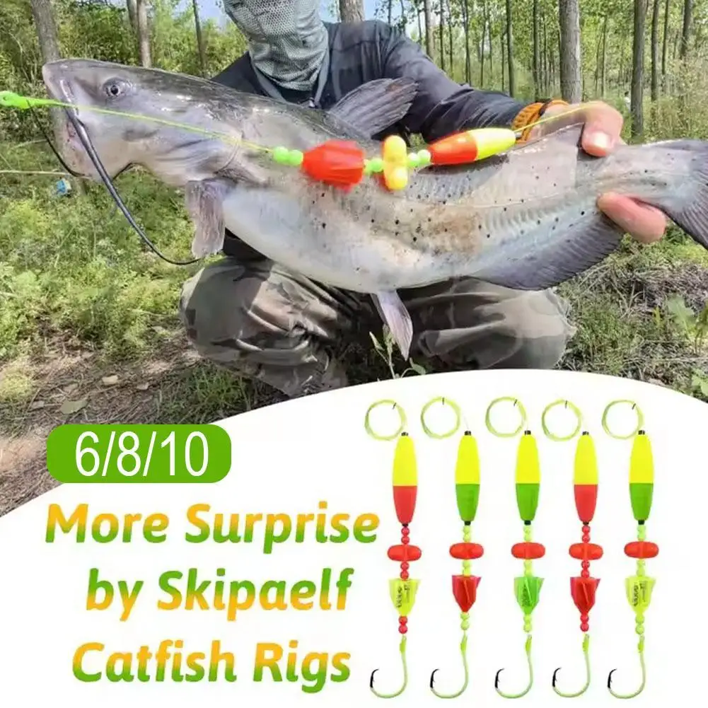 

5PCS/set Circle Hooks Catfish Rigs Versatile Catfish Float Rigs with Rattler Equipment,Cooper Rigs for Catfish Fishing