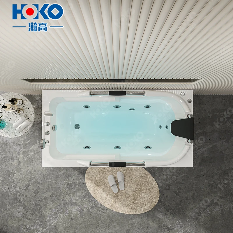 

Modern White Acrylic 2-Person Freestanding Bathtub Hydromassage Water Jet Spa Soaking Whirlpool Whirlpool Massage