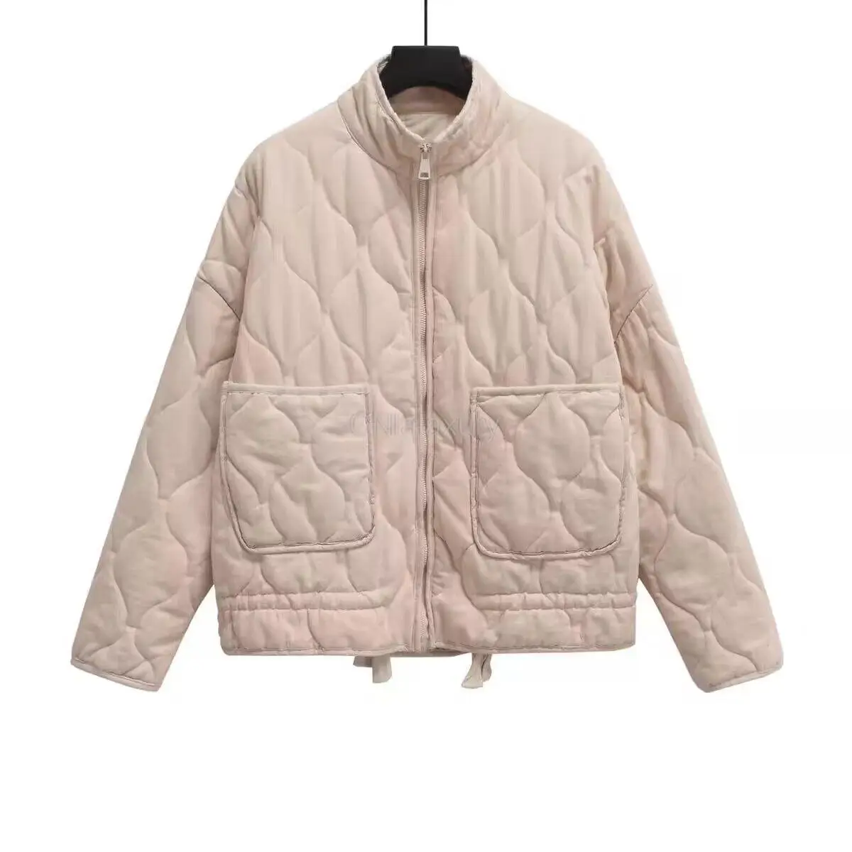 Cnlalaxury-jaqueta de algodão de manga comprida com zíper e bolso para mulheres, parka quente, roupa ao ar livre, moda de rua, 2023