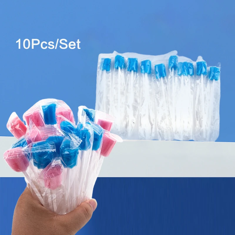 10Pcs Disposable Oral Care Sponge Swab Tooth Cleaning Mouth Swabs With Stick Sponge Head Cleaning Cleaner Swab