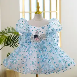 New Children's Princess Ball Gown Pearls Appliques Design Infant Birthday Baptism Easter Eid Party Girls Dresses A3591