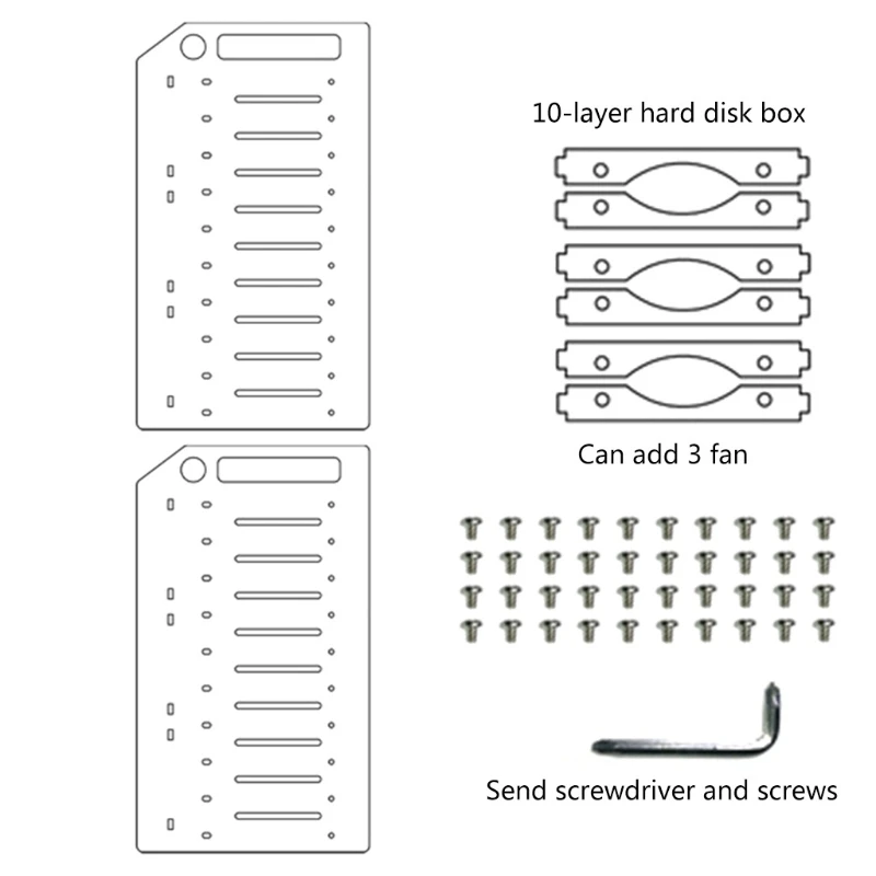 Hard Drive Bracket for 3.5in HDD SSD DIY Storage Acrylic Rack Shelf Cooling Fan