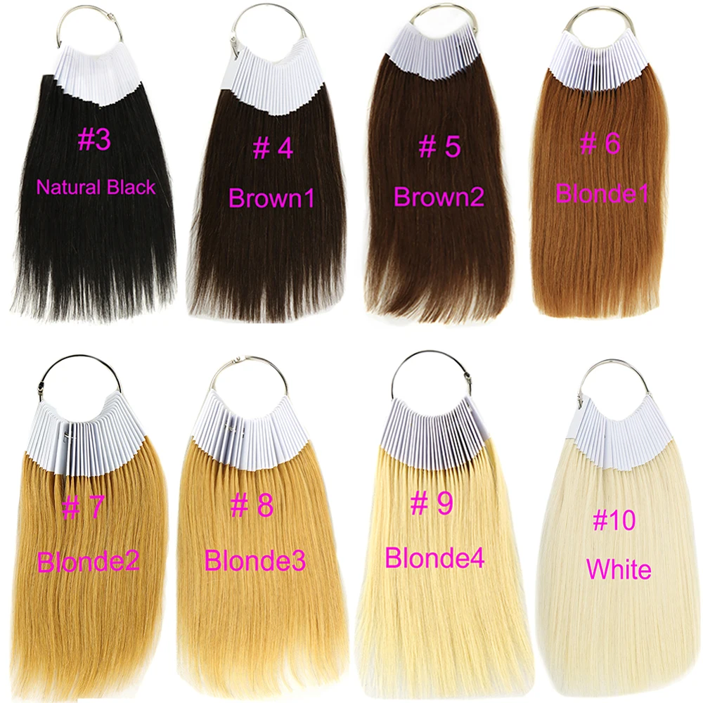 100% Virgin Human Hair Color Rings 30Pcs/Set Testing Fashion Colors For Human Hair Extensions And Salon Hair Dyeing Sample