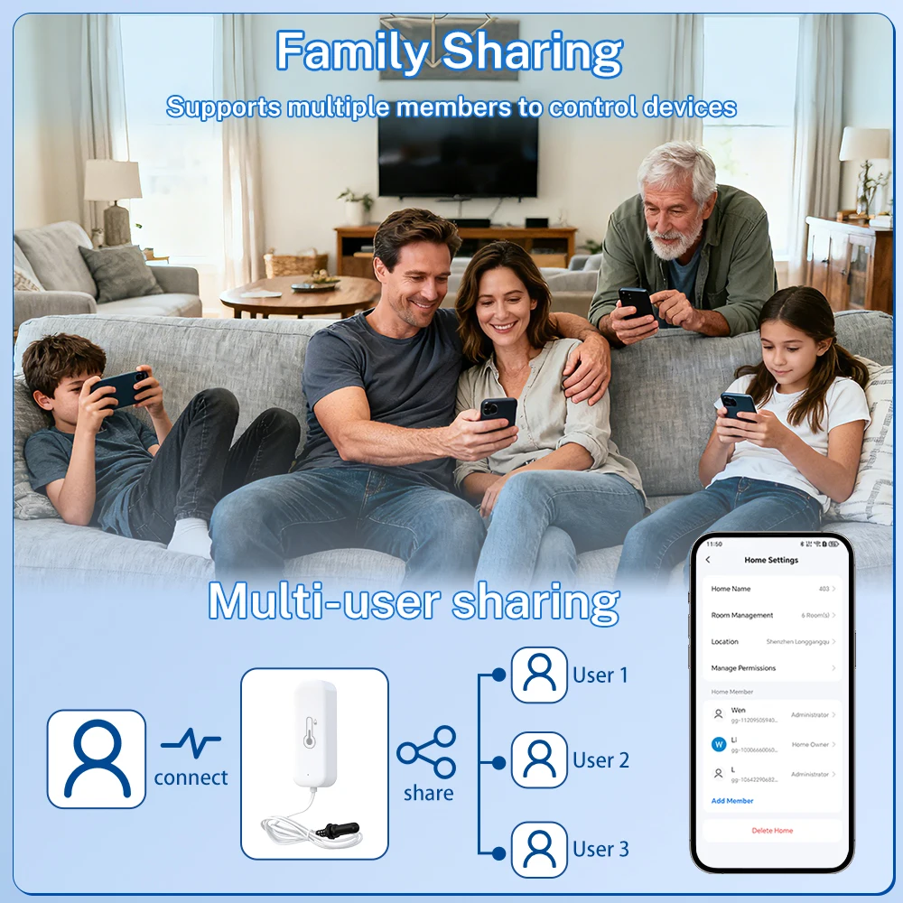Tuya Zigbee WiFi Temperatur- und Feuchtigkeitssensor mit externer Sonde, Smart Home kompatibel mit Smart Life, Google Home, Alexa – Detail 7