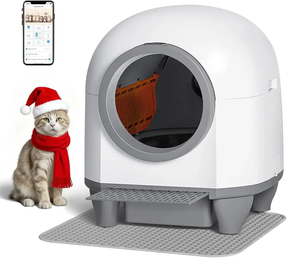 90L Automatic Self Cleaning  Box for Multiple Cat Homes App Controlled  Box with  Mat