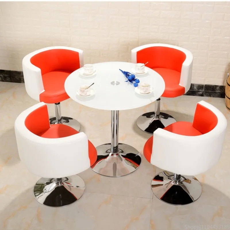 

Minimalist Glass Round Table and Chairs Set, Perfect for Cafes, Bubble Tea Shops, Reception Areas, and Beauty Salons