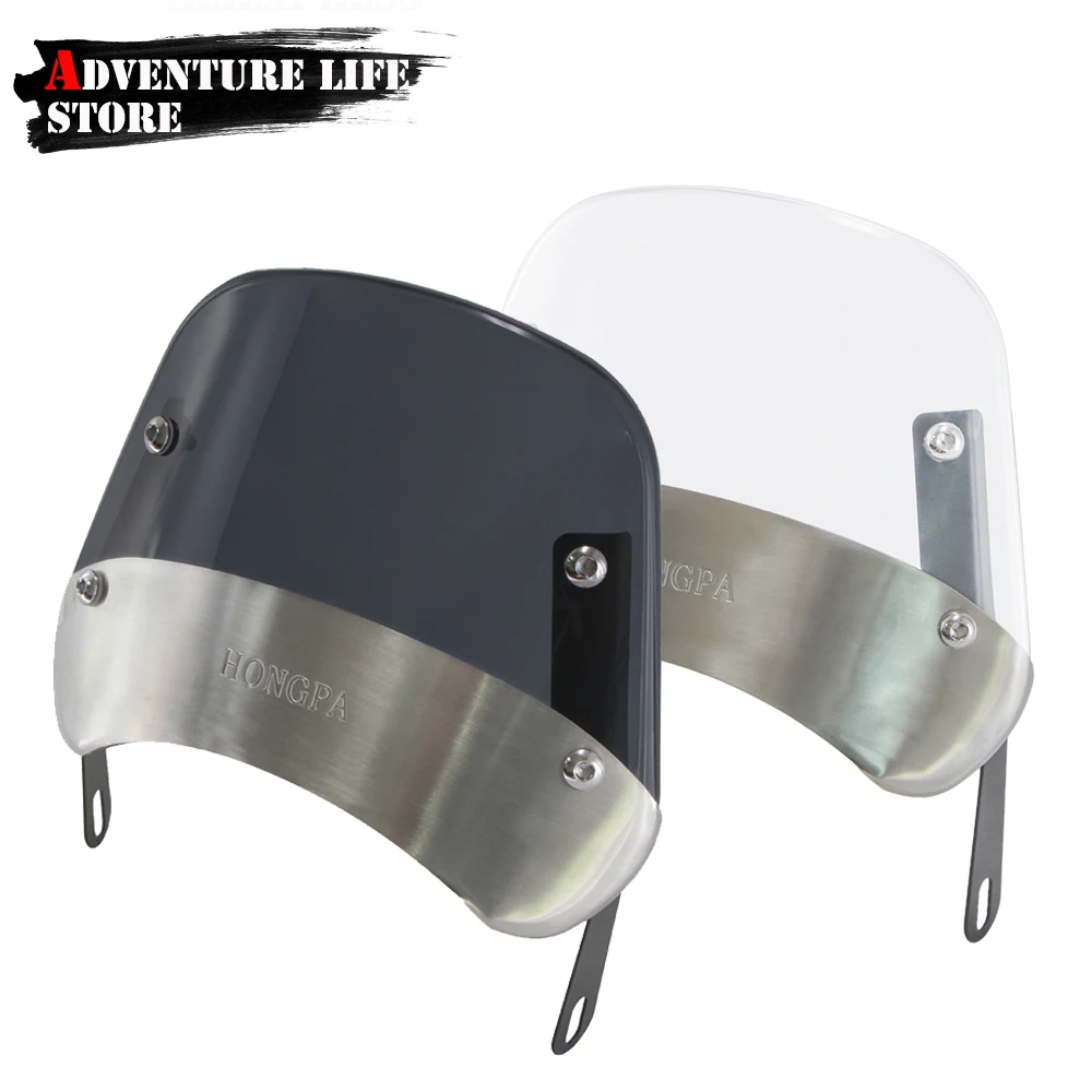 Wind Deflector 5-7 inch Windshield Retro Cafe Racer Headlight Windscreen For Ducati Scrambler 2015-2018 For GSX 750 1200 GSX1400