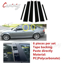 6Pcs for BMW 3 Series E46 4-door Sedan Saloon 1998-2004 2005 Door Window Pillar Posts Trim Molding Cover Stickers Accessories