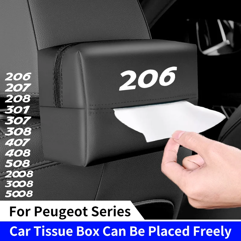 Car Seat Back Tissue Box For Peugeot 206 207 208 301 307 308 407 408 508 2008 3008 5008 Sun Visor Armrest Box Hanging Organizer