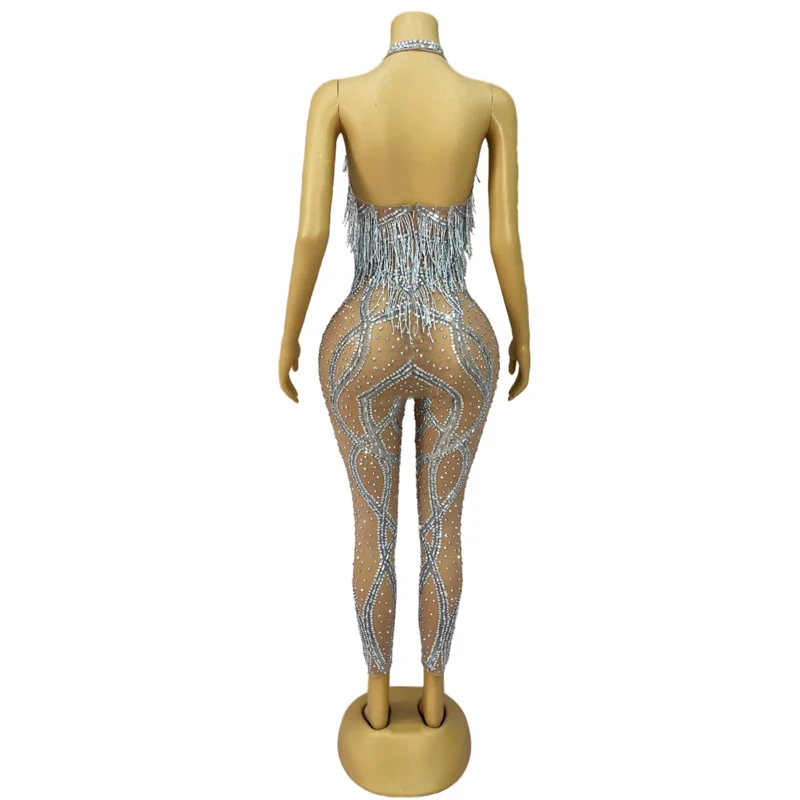 Drag Queen Gogo Kostüm Sexy Strass Fringed Overall Frauen Sänger Pole Dance Kleidung Bar Nachtclub Dj Ds Rave Outfit XS8896