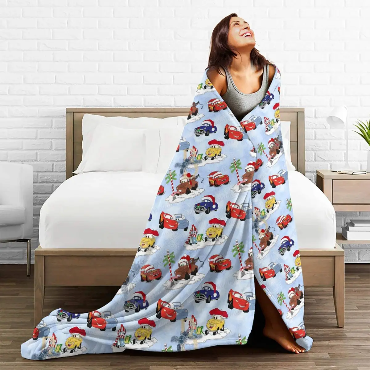 Cars Rains McQueen Cars Cartoon Throw Blanket, Soft Warm Blanket, Couvre-lit au glouton pour chambre à coucher, Couvre-lit esthétique, Noël