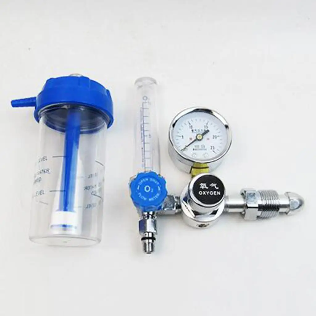 Oxygen Flow Meter Pressure Reducer Rust Proof Steel Regulator Filtered Humidified Gas for Breathing Support Use