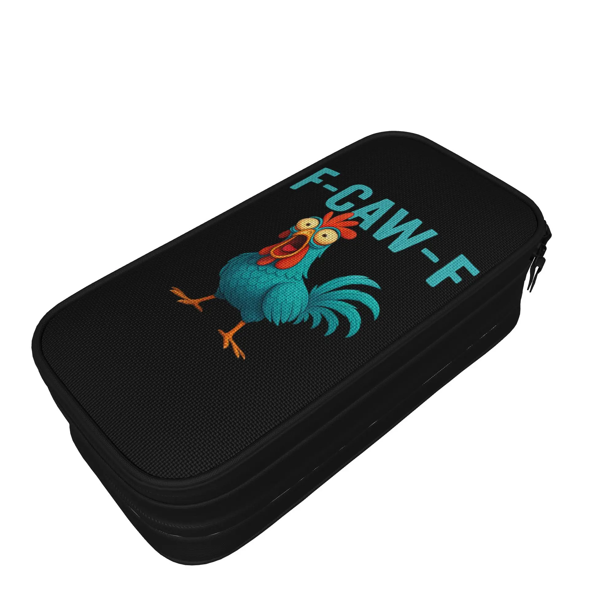 F-Caw-F Funny Rooster Chicken Farm Pencil Case Animal Humor Bird Pencil Pouch Pen Holder Big Capacity Bag School Gift Stationery