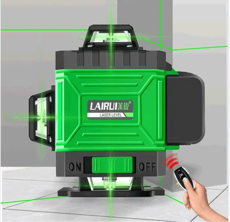 High Precision360° Self-leveling Laser Level Instrument with 3000mAh Battery High Power Green Laser 3D/4D 12/16 Lines Laser Vert