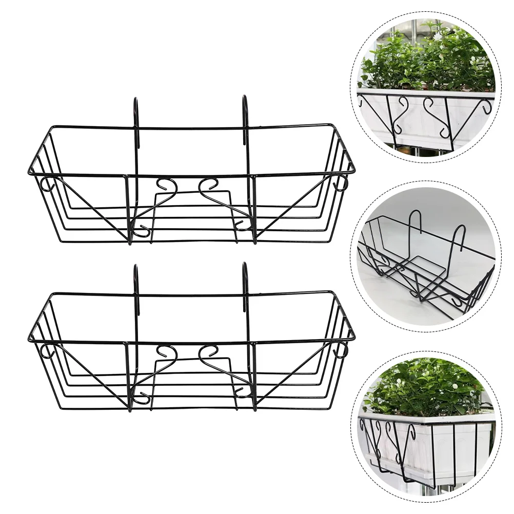 

2 Pcs Hanging Square Planter Rack Holder Decor Stand Flower Pot Flowerpot Bracket Balcony Bonsai