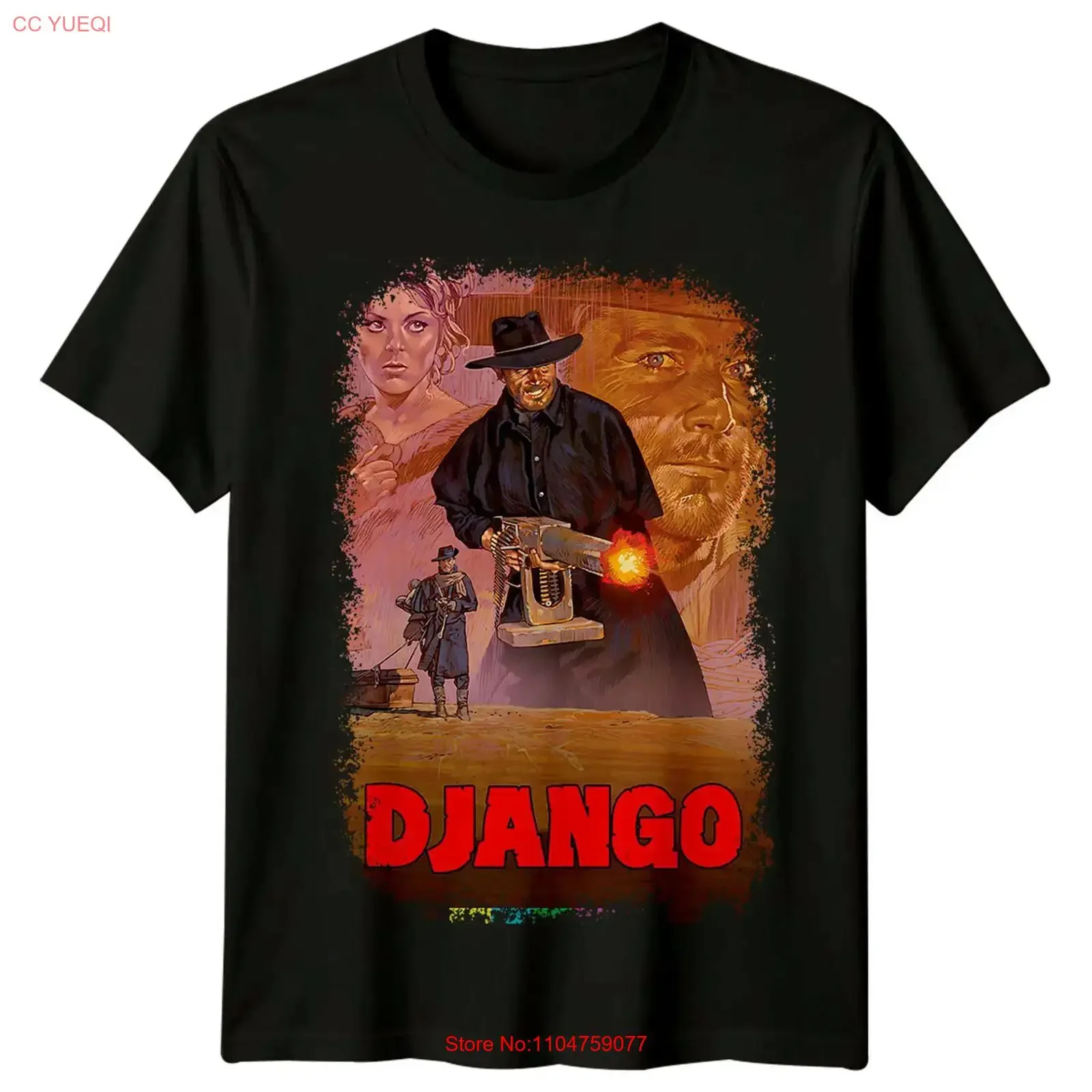 Django 1966 Movie Poster Inspired T Shirt Retro  vintage Washed Unisex graphic streetwear Comfortable Top For Everyday Wear