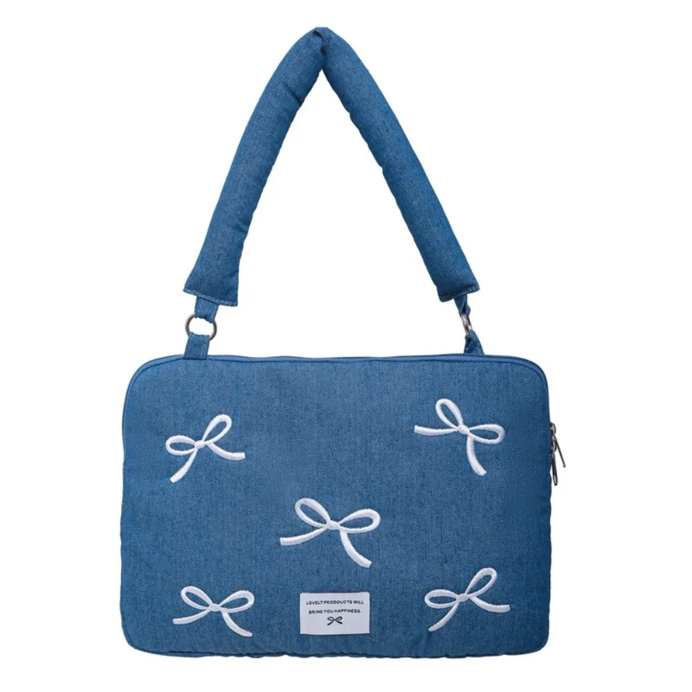 

Modern Fashion Computer Bag Bowknot Embroidered Shockproof Laptop Sleeve Soft 14 Inches Tablet Carring Case College