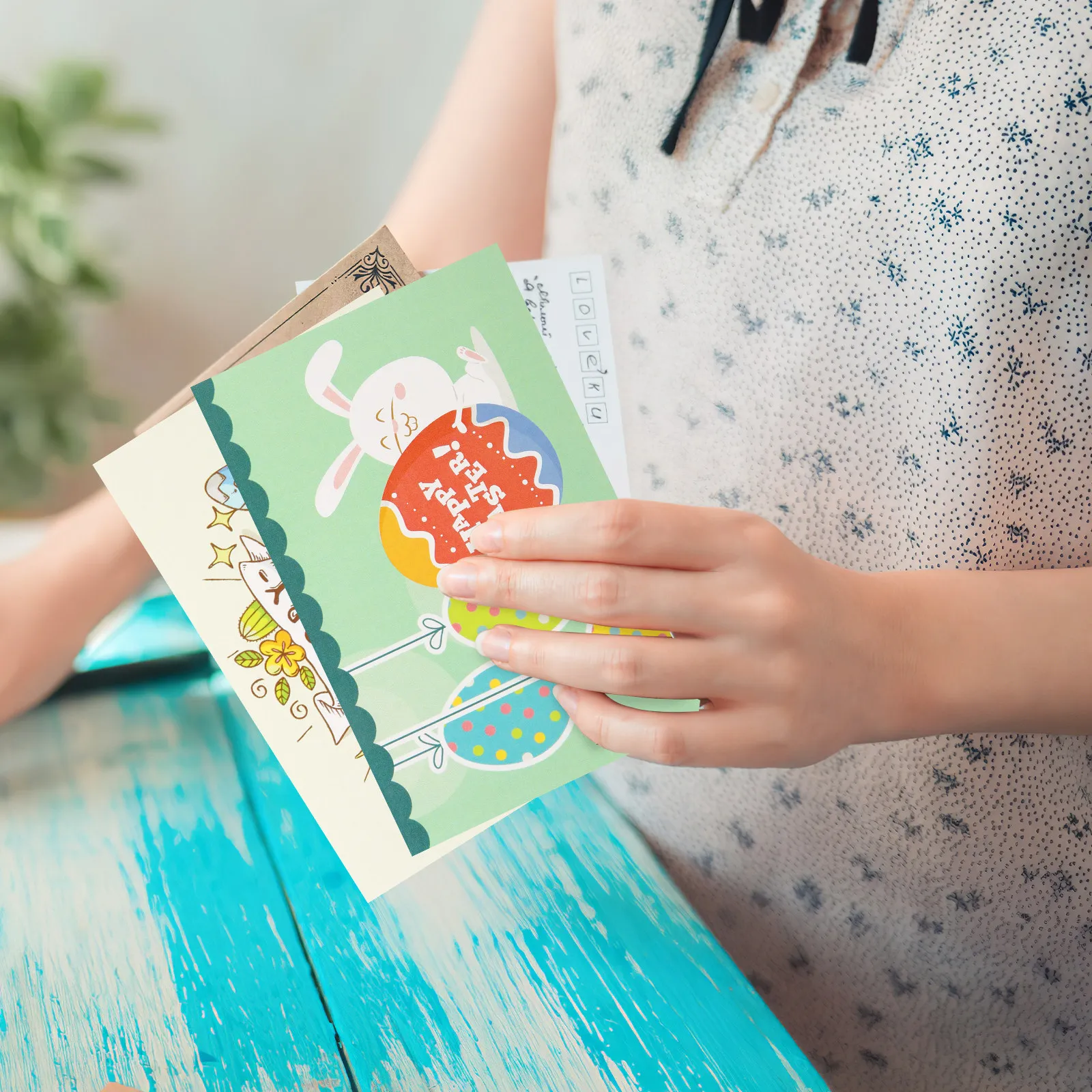 

2 набора поздравительных открыток в пасхальном стиле, компактные, легкие, для отправки теплых пожеланий, креативные праздничные открытки для близких, яркие