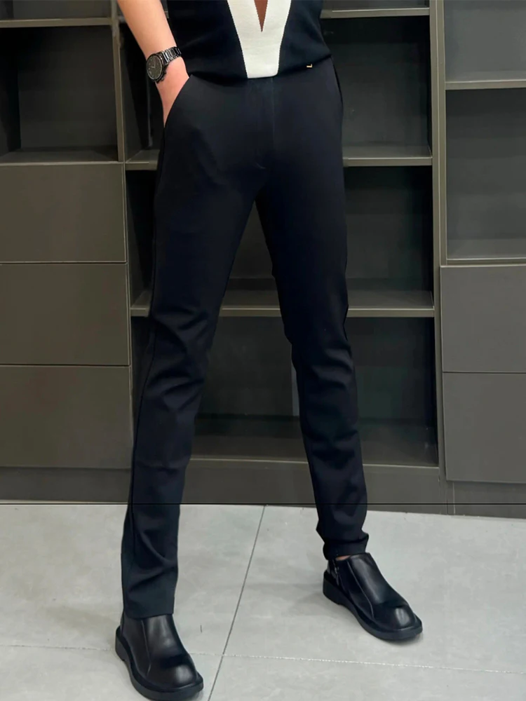 

High Quali Faionable Men's Casual Pants Spring Summer Straight Leg Slim Fit Busin Casual Trousers Urban Sle Polyeste...