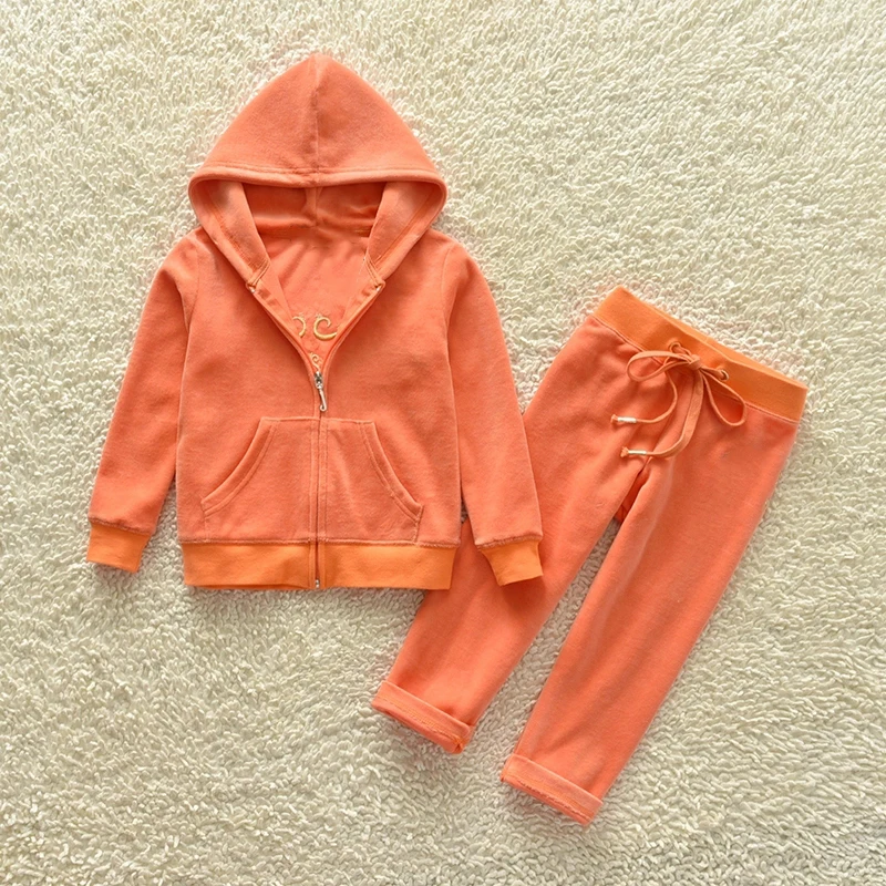 Children Clothes Girl Velvet Tracksuit  Juicy Coursera Winter Casual Hoodies and Trousers Two Piece Set