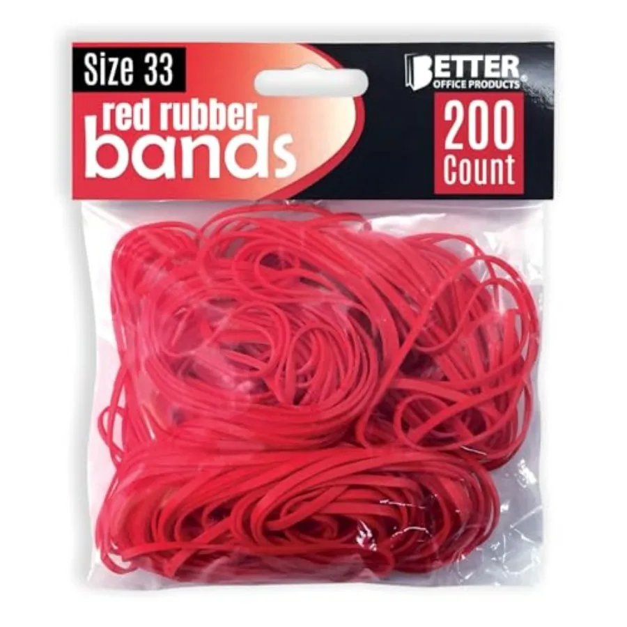 

200 Bright Red Rubber Bands, Size 33, 200/Bag