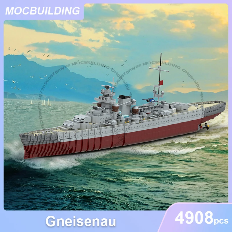 Gneisenau Ship 1:200 Scale Model MOC Building Blocks DIY Assemble Bricks Collection Display Transportation Toys Gifts 4908PCS