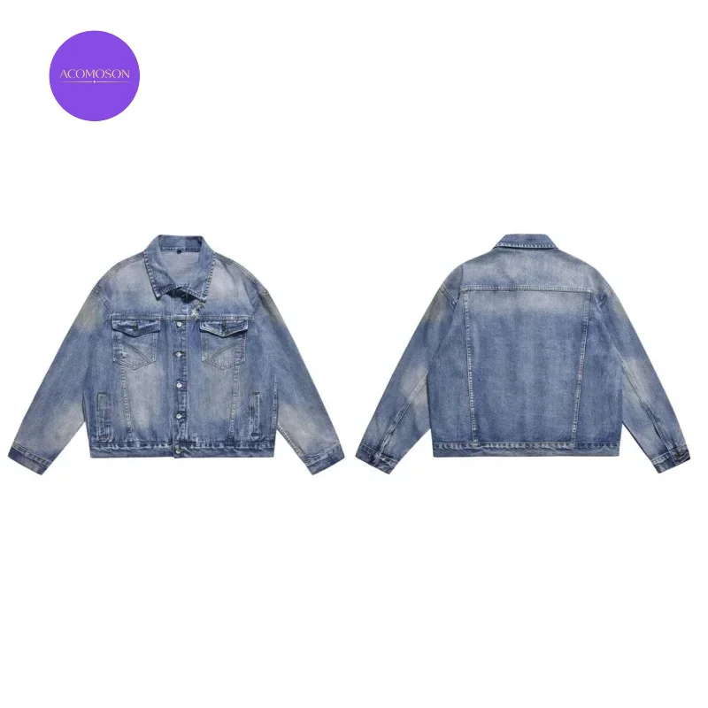 ACOMOSON Top Quality Men Luxury Quality Denim Jacket Street Work Hiking Euro US Size Outwear Fall Winter Jean Jacket Coat