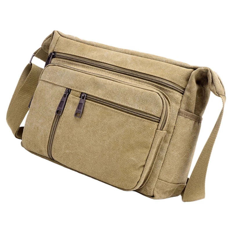 

Canvas Crossbody Bag for Men Casual Shoulder Bag with Large Capacity Multi Layer Satchel for Travel and Work 066F