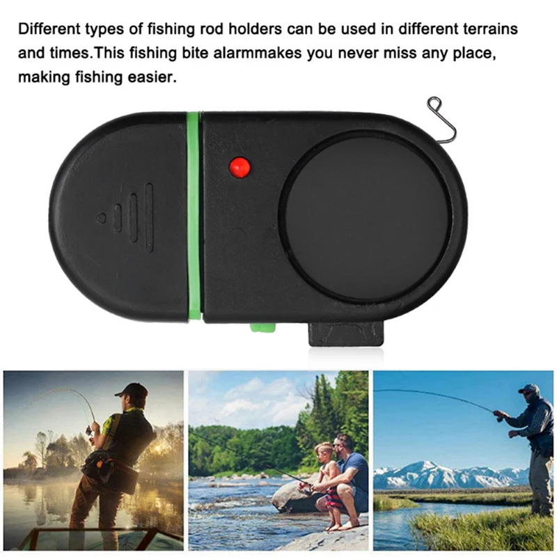 Fishing Alarm Fish Bite Lure Alert Alarm Sound Bell LED Light Indicator Clip-on Fishing Rod Outdoor Buzzer Fishing Tool