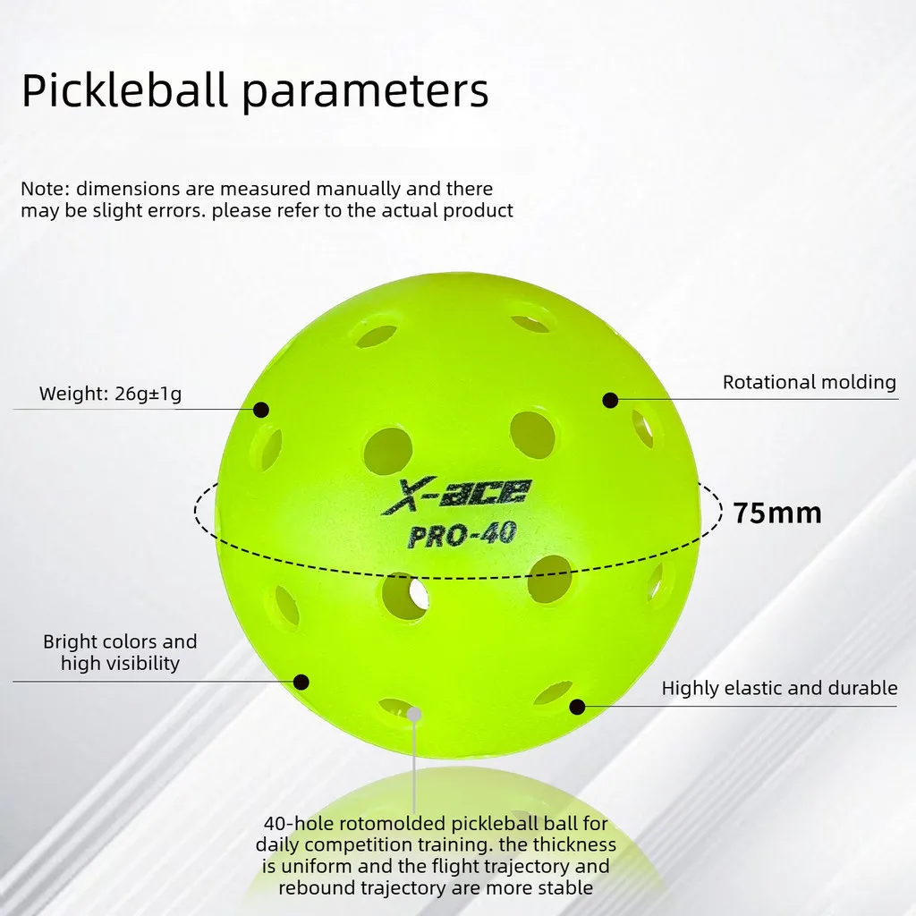 X-ace Rotomolded Pro 40 Pickleballs,Green High-Visibility Professional Competition Training Pickleballs,Durable and Long-Lasting