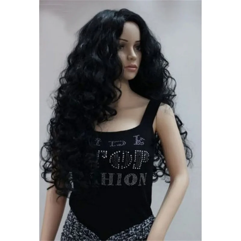 Maui cosplay wig long curly synthetic bla wig