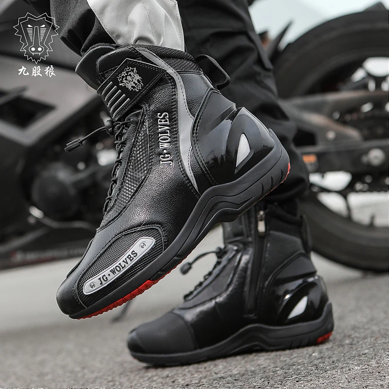 

Motorcycle protective riding boots four season unisex high top anti slip wear-resistant breathable travel equipment cycling boot