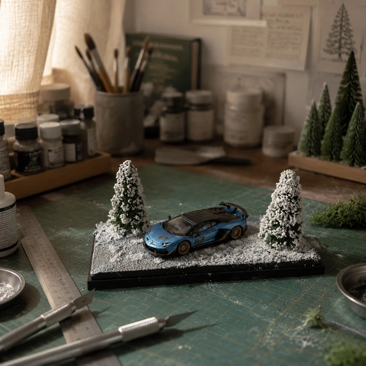 Maßstab 1:64 FourSeasonMiniDiorama Desktop-Mini-Ornament Automodell-Ausstellungsständer Mini-Fotografie-Schreibtischdekoration Sammler-Display – Detail 8